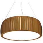 Barrel Drum Pendant - Teak / White Acrylic