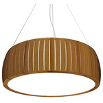 Barrel Drum Pendant - Teak / White Acrylic