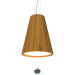 Conical Small Pendant with Crystal - Teak / White Acrylic