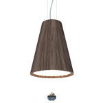 Conical Small Pendant with Crystal - American Walnut / White Acrylic