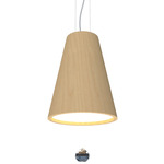 Conical Small Pendant with Crystal - Maple / White Acrylic