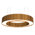 Cylindrical Ring Pendant - Teak / White Acrylic