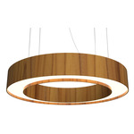 Cylindrical Ring Pendant - Teak / White Acrylic
