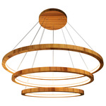 Cylindrical Frame Tiered Pendant - Teak / White Acrylic