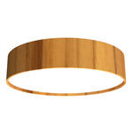 Cylindrical Ceiling Flush Light - Teak / White Acrylic