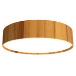Cylindrical Ceiling Flush Light - Teak / White Acrylic