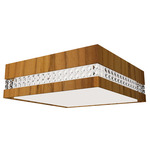Crystals Square Ceiling Light - Teak / White Acrylic