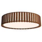 Slatted Ripada Ceiling Flush Light - Imbuia / White Acrylic