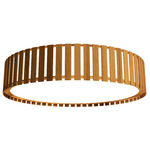 Slatted Ripada Ceiling Flush Light - Teak / White Acrylic