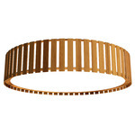 Slatted Ripada Ceiling Flush Light - Teak / White Acrylic