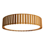 Slatted Ripada Ceiling Flush Light - Teak / White Acrylic