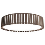 Slatted Ripada Ceiling Flush Light - American Walnut / White Acrylic