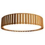Slatted Ripada Ceiling Flush Light - Teak / White Acrylic