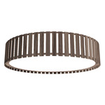 Slatted Ripada Ceiling Flush Light - American Walnut / White Acrylic