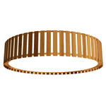 Slatted Ripada Ceiling Flush Light - Teak / White Acrylic