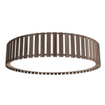 Slatted Ripada Ceiling Flush Light - American Walnut / White Acrylic