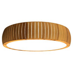Barrel Ceiling Flush Light - Teak / White