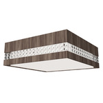 Crystals Square Ceiling Light - American Walnut / White Acrylic