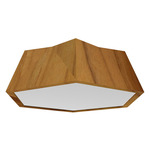 Physalis Ceiling Flush Light - Teak / White Acrylic