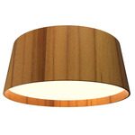 Conical Short Ceiling Flush Light - Teak / White Acrylic