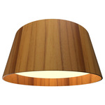 Conical Ceiling Flush Light - Teak / White Acrylic