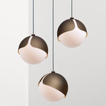 Ohm Multi Light Pendant - Brushed Bronze / Matte Opal