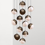 Ohm Round Multi Light Pendant - Brushed Bronze / Matte Opal