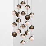 Ohm Round Multi Light Pendant - Brushed Bronze / Matte Opal