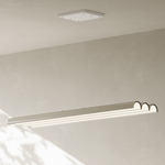 Pola Linear Chandelier - Matte White / Brushed Aluminum