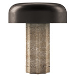 Fluted Column Portable Table Lamp - Travertine / Chocolate Bronze