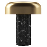 Fluted Column Portable Table Lamp - Black Marble / Brushed Brass