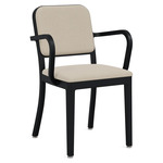 Navy Outdoor Officer Armchair - Black Powder Coated Aluminum / Sunbrella Heritage Papyrus