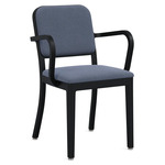 Navy Outdoor Officer Armchair - Black Powder Coated Aluminum / Sunbrella Heritage Sky