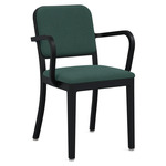 Navy Outdoor Officer Armchair - Black Powder Coated Aluminum / Sunbrella Heritage Alpine