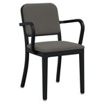 Navy Outdoor Officer Armchair - Black Powder Coated Aluminum / Sunbrella Heritage Slate