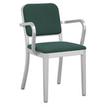 Navy Outdoor Officer Armchair - Hand Brushed Aluminum / Sunbrella Heritage Alpine