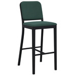 Navy Outdoor Officer Bar / Counter Stool - Black Powder Coated Aluminum / Sunbrella Heritage Alpine