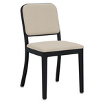 Navy Outdoor Officer Side Chair - Black Powder Coated Aluminum / Sunbrella Heritage Papyrus