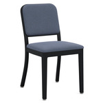 Navy Outdoor Officer Side Chair - Black Powder Coated Aluminum / Sunbrella Heritage Sky