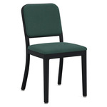 Navy Outdoor Officer Side Chair - Black Powder Coated Aluminum / Sunbrella Heritage Alpine