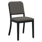 Navy Outdoor Officer Side Chair - Black Powder Coated Aluminum / Sunbrella Heritage Slate