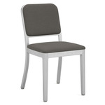 Navy Outdoor Officer Side Chair - Hand Brushed Aluminum / Sunbrella Heritage Slate