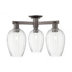 Preston Flute 3 Light Semi Flush Ceiling Light - Oil Rubbed Bronze / Clear