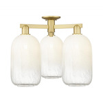 Brookhaven Cloche Triple Semi Flush Ceiling Light - Satin Gold / Brookhaven Opal