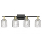 Bridal Veil 716 Bathroom Vanity Light - Black / Antique Brass / Clear