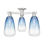 Brookhaven Almond Triple Semi Flush Ceiling Light - Polished Nickel / Brookhaven Sapphire