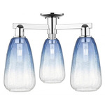 Brookhaven Almond Triple Semi Flush Ceiling Light - Polished Chrome / Brookhaven Sapphire