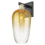 Brookhaven Flute Wall Sconce - Black / Antique Brass / Brookhaven Amber