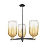 Brookhaven Cloche Chandelier - Black / Antique Brass / Brookhaven Amber