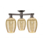 Preston Flute 3 Light Semi Flush Ceiling Light - Oil Rubbed Bronze / Mercury